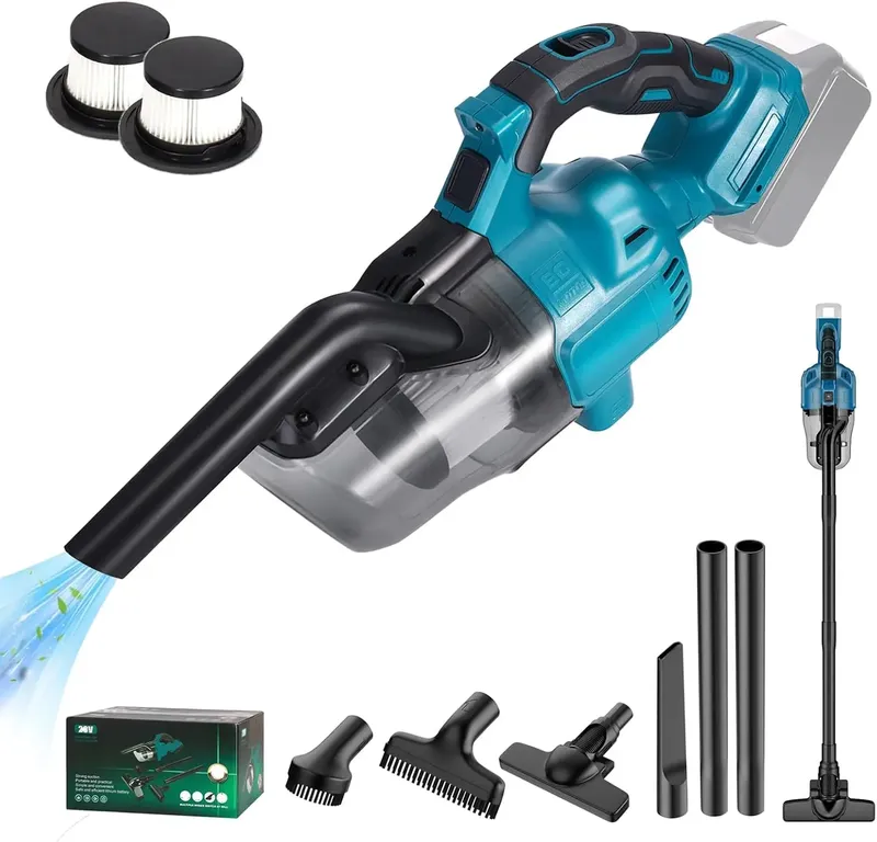 Tragbarer kabelloser Auto-Staubsauger mit 6 Spitzen und 2 Hepa-Filtern, multifunktionaler Staubsauger-Anzug für 18-V-Akku von Makita
