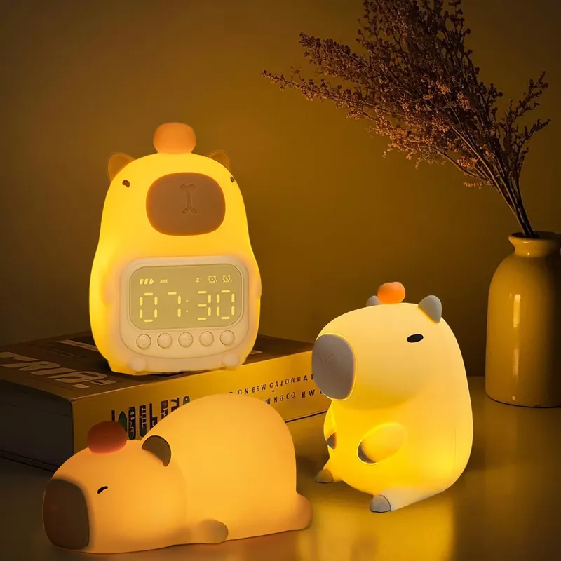 Süße Capybara LED Nachttischlampe Silikon USB wiederaufladbar Nachtlicht Timing Funktion Raumdekor Nachtlampe für Kinder Geburtstagsgeschenk