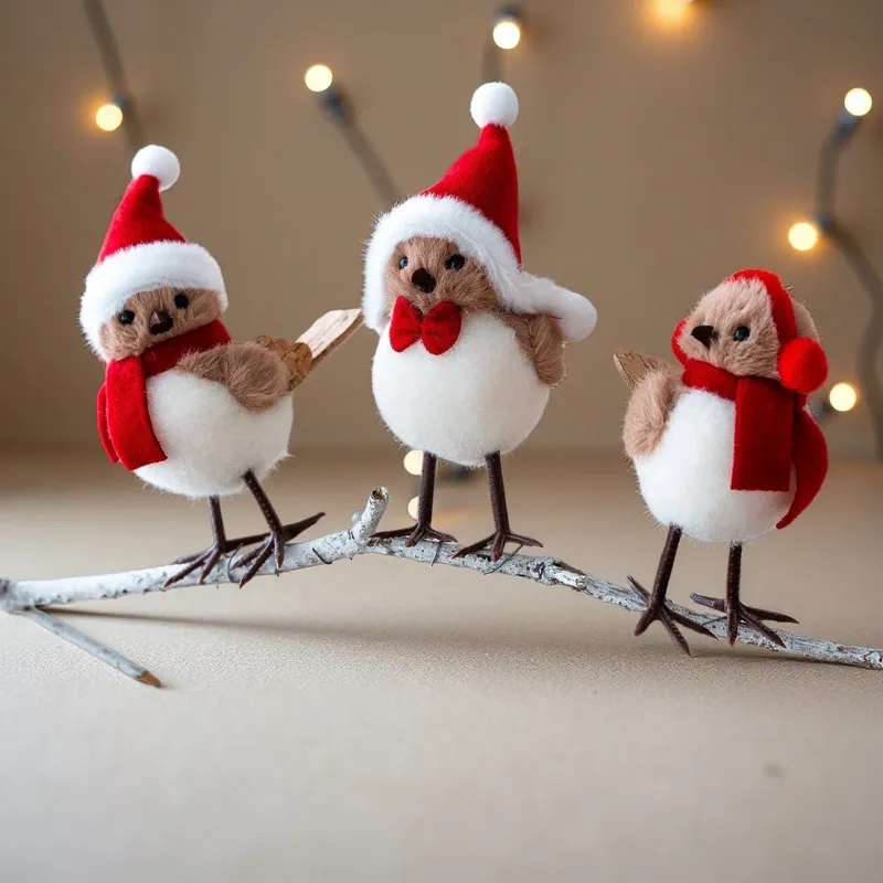1/3 Stück Weihnachts-Schaumstoffvögel mit roten Schals, Weihnachtsbaumdekoration, perfekt für Zuhause und Zimmer, Weihnachtsszenen, Weihnachtsbaum-Anhänger