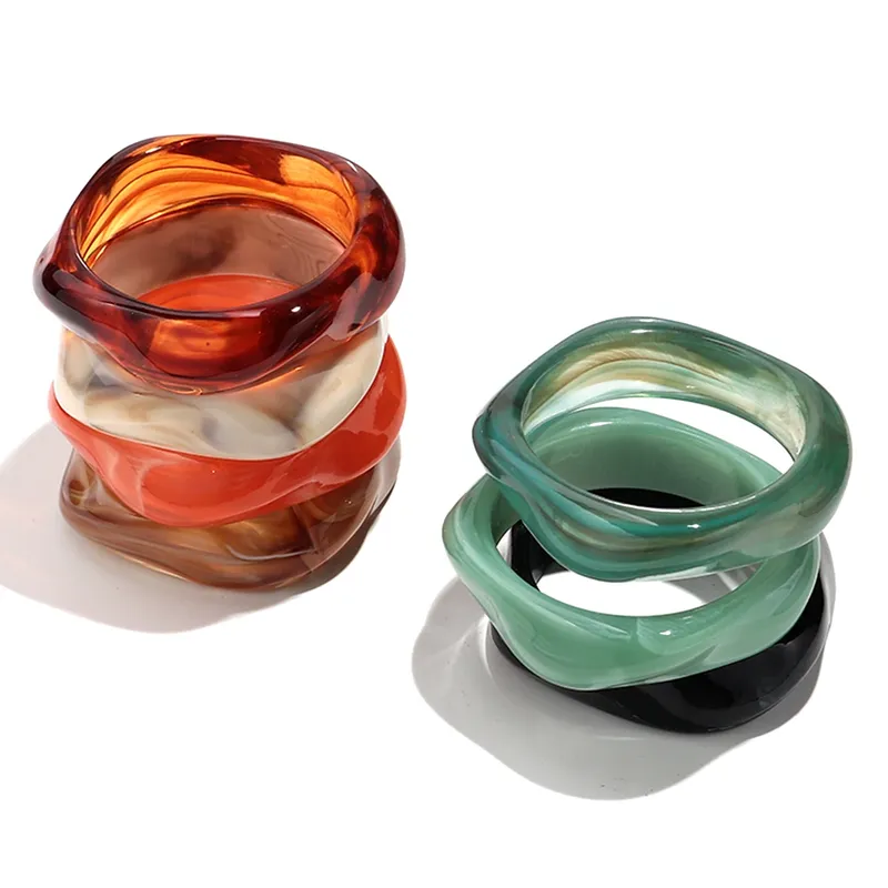Bohomia Acryl-Statement, unregelmäßige geometrische klobige Armreifen für Frauen, Kunstharz, bunt, übertrieben, Charm-Armband, Schmuck, Geschenke