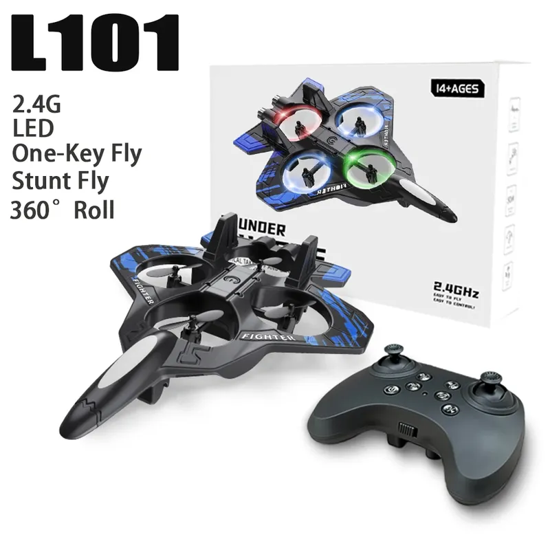 L101 Schaumstoff-RC-Flugzeug L2 Ferngesteuertes Kunststoff-Flugzeug Stunt-Fluggerät mit LED 3D-Flug Ein-Tasten-360-Grad-Drehung °   Roll- und automatisch rückkehrender Flugzeugroller