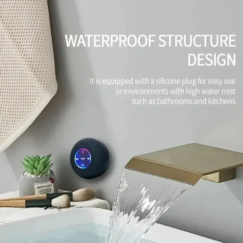 2025 Neuer wasserdichter kabelloser LED-Saugnapf-Mini-Bluetooth-Lautsprecher, tragbarer Outdoor-Sport-Stereo-Lautsprecher