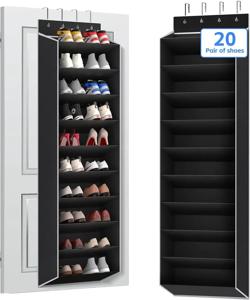 10-stufiger großer Schuh-Organizer über der Tür zum Aufhängen, Schuhregal mit tiefen Taschen für die Aufbewahrung von Türen