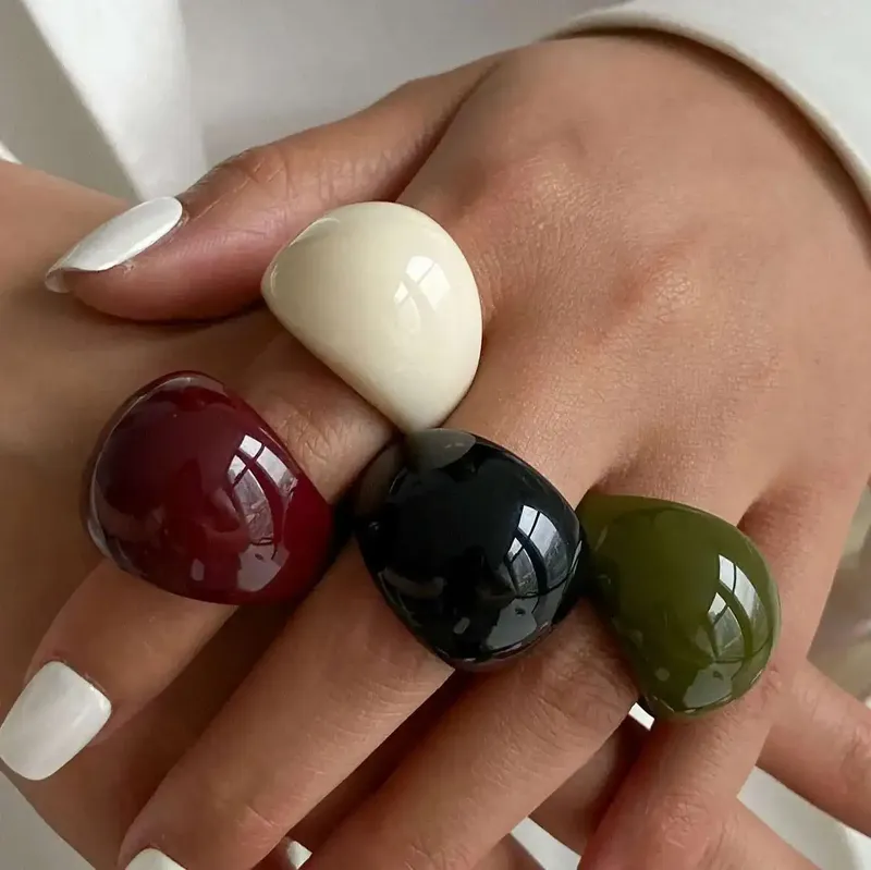 Ingemark Vintage Unregelmäßige Glatte Harz Kunststoff Ringe für Frauen Neue Trend Boho Geometrische Finger Ringe Ästhetischen Party Schmuck