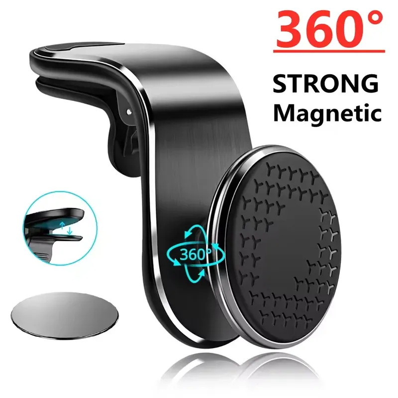 360 °   Magnetische Autotelefonhalterung Air Vent Magnet Autohalterung GPS Smartphone Mobile Unterstützung in Autohalterung für iPhone Samsung Xiaomi