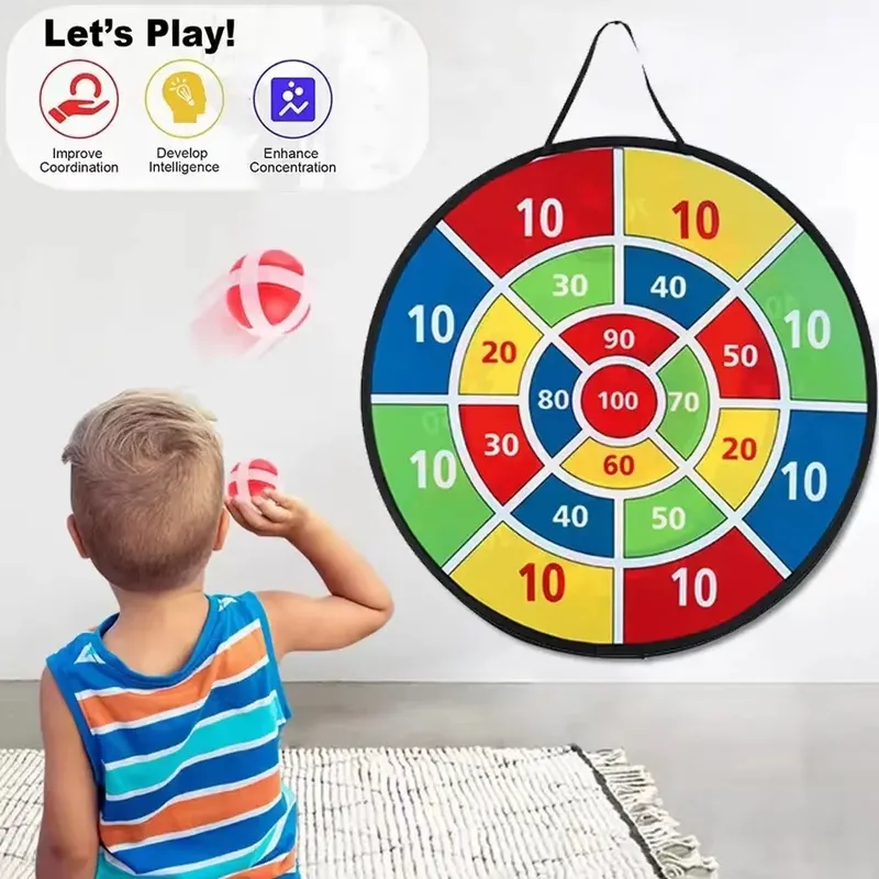 Kinder mit klebrigem Ball, 74 cm großes Dartbrett, interaktives Familienspiel, pädagogische Arithmetik, Indoor-/Outdoor-Sportspielzeug, Geschenk