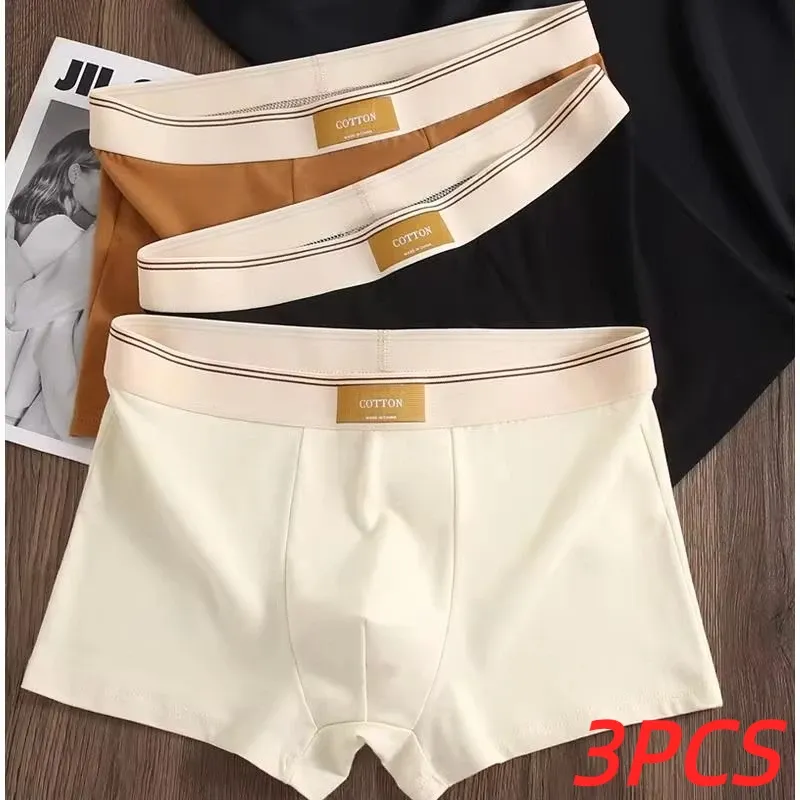 3Pcs männer Unterwäsche Hombre Höschen Boxershorts Atmungsaktivem Baumwolle Unterwäsche Sexy Unterwäsche Einfarbig Boxer Shorts