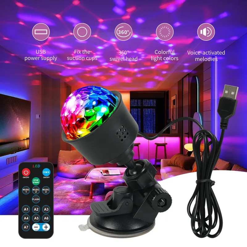 RGB LED Bühne Disco Licht Rotierenden DJ Ball Strobe Sound Control Magic Dance Auto Weihnachten Geschenk Party Club Laser Show Lampe Party