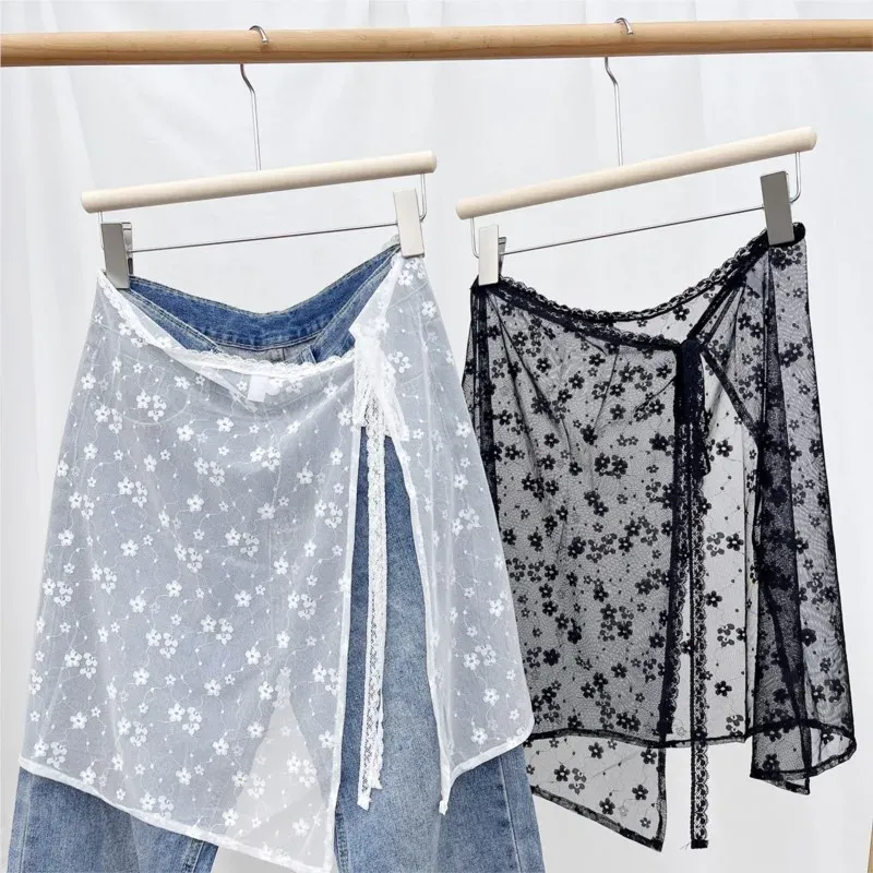 INS Blogger Spitze geschichteter Gazerock Y2k Streetwear Schürze Wickelrock Schnürung passende Hose Spicy Girl gestapelt Y2k Wickelrock