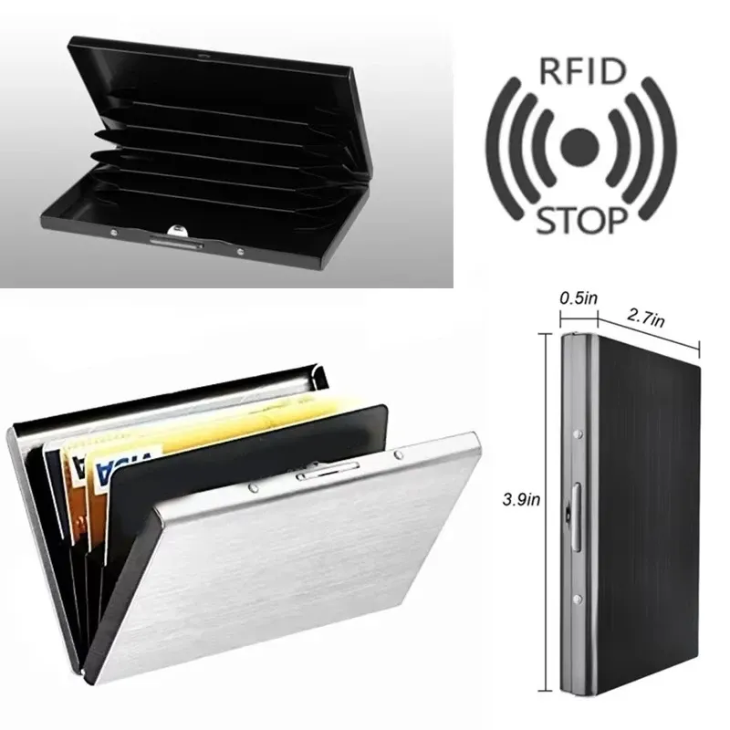 Rfid Kreditkartenetui Herren Minimalistisches Portemonnaie Aluminium Bankkartenetui mit Geldscheinklammer Designer Porte Carte