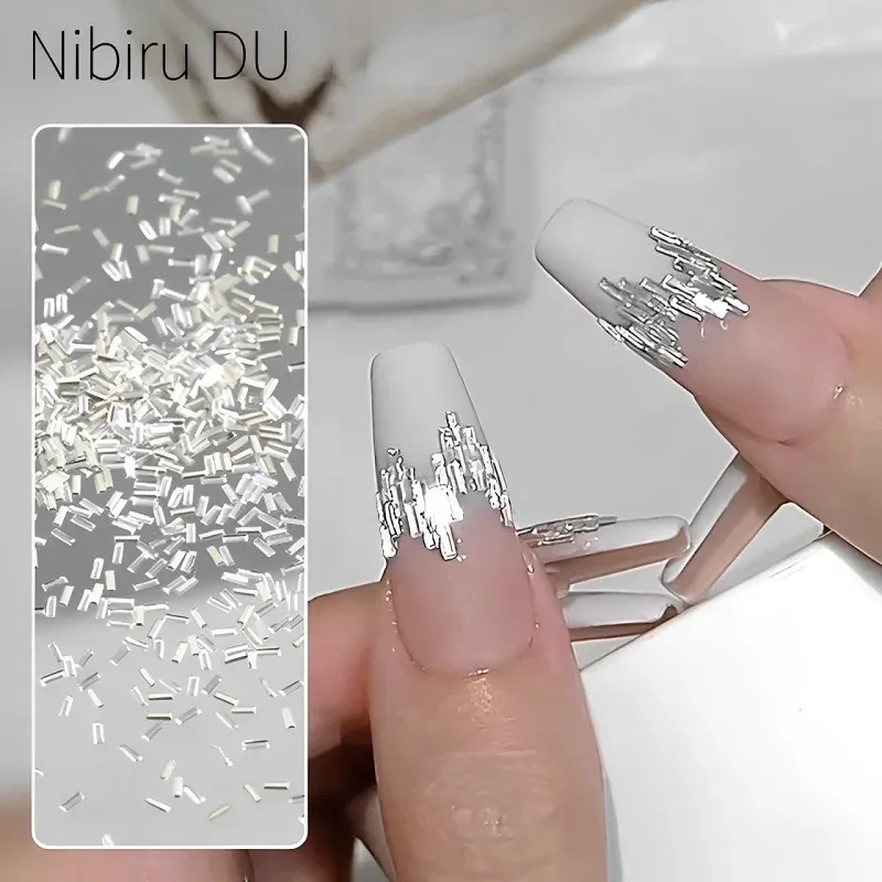 50 Stücke Nagel Reflektierende Strass Silber Dünne Streifen Bar Kristall Nail art Streifen Linie Dekoration DIY Nagelspitzen Maniküre Ornamente