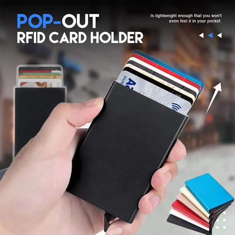 Anti RFID Smart Wallet Tasche ID Kreditkarte Halter Metall Dünne Dünne Männer Aluminium Blocking Geschützte Brieftasche Kleine Bank Karte Fall