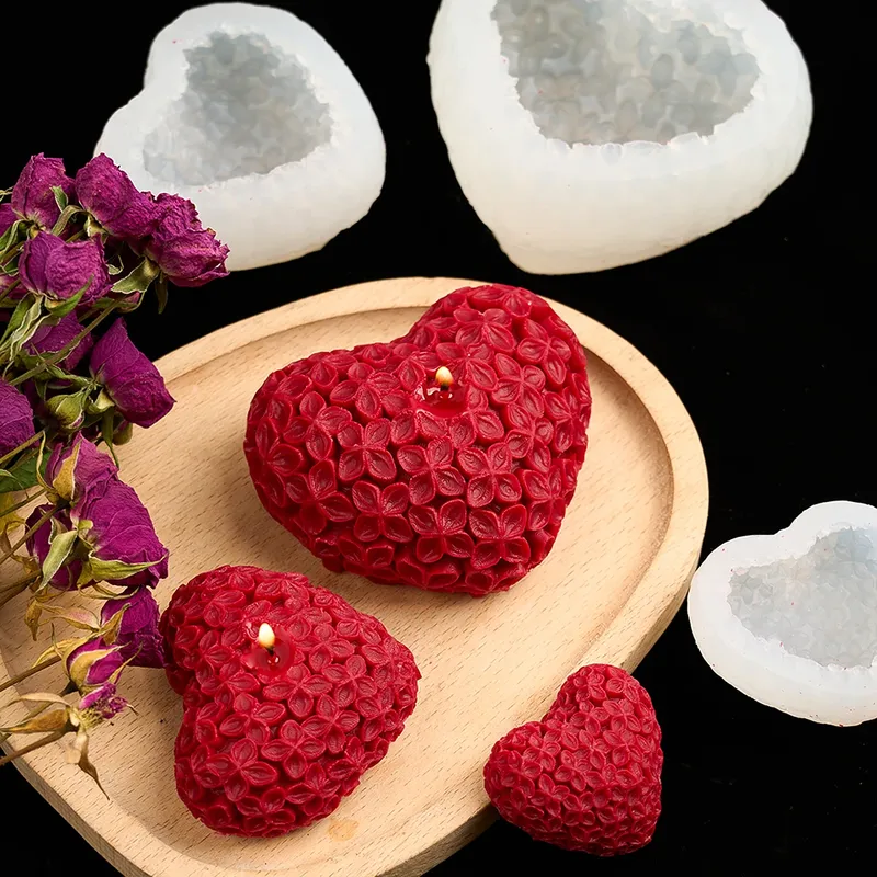 3D Liebe Blume Silikon Kerze Form DIY Valentinstag Herz Duft Seife Formen Gips Harz Schokolade Backen Herstellung Kit