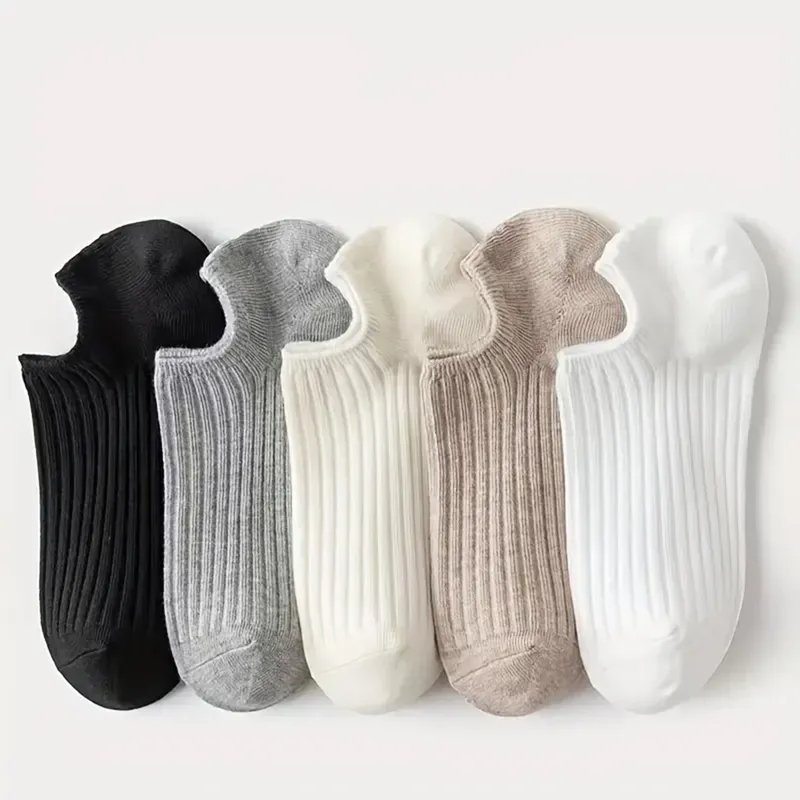 5/10 Paar No Show Solid Boat Herrensocken, einfache und atmungsaktive Unisex-Söckchen, Damenstrümpfe und schwarze niedliche Socken mit niedrigem Schlauch