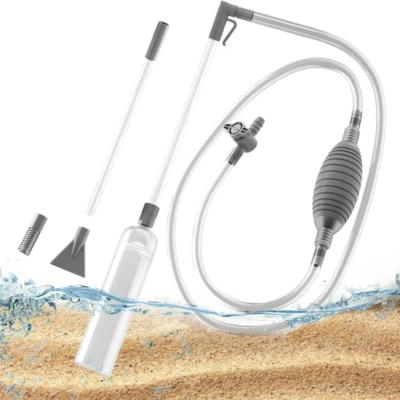 Siphonpumpe mit Filterdüse, Wasserwechsler für Aquarien, Luftpumpe, Reinigungszubehör, tragbarer Aquarium-Kiesreiniger, Vakuumwerkzeug