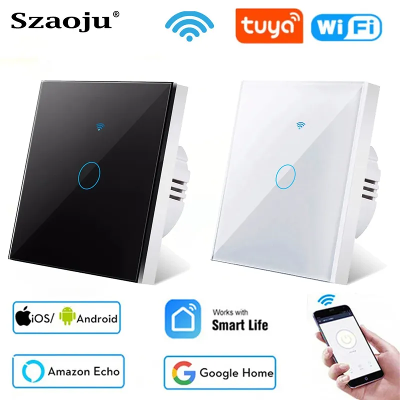 Tuya Smart Leben Licht Schalter WiFi Touch Sensor Smart Switch App Fernbedienung Kein Neutral Draht 110V 220V für Alexa Google Hause