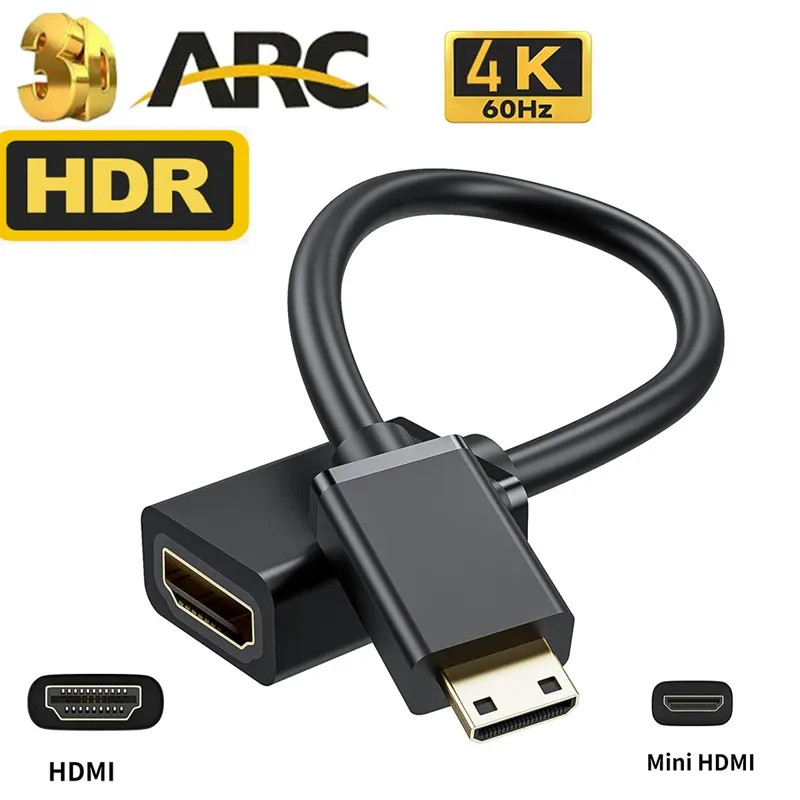 Mini HDMI Kabel 4K 60Hz HDMI 2.0 Mini HDMI auf HDMI Kabeladapter Mini HDMI Stecker auf HDMI Buchse Kabel Koppler Adapter
