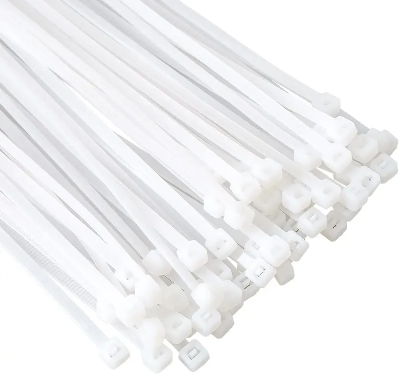 100 Stück selbstsichernde Kunststoff-Nylon-Krawatten, weiße Reißverschluss-Wraps, Riemen, Nylon-Kabelbinder-Set, 3 x 80/100/120/150/200, 4 x 300 Befestigungsringschlaufe