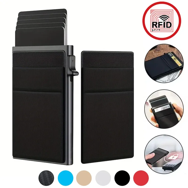 2025ID Kredit Bankkartenhalter Hülle Brieftasche Metall Dünne Männer Anti Rfid Blocking Geschützt Magie Schlanke Minimalistische Kleine Metallbrieftasche