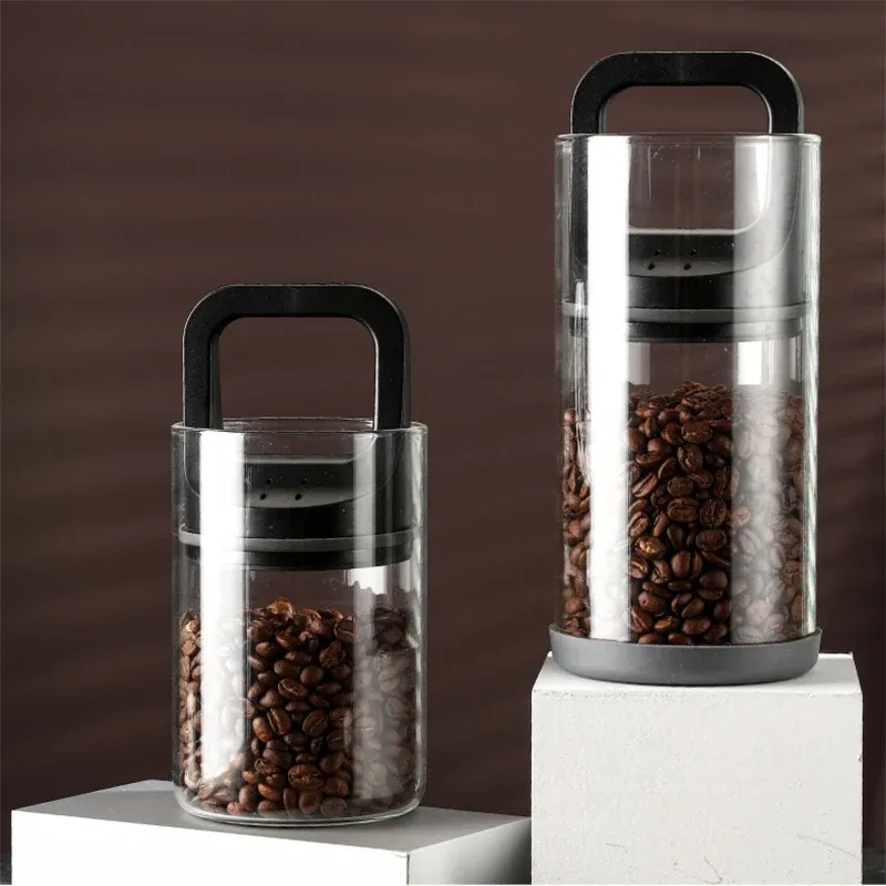 Kaffeebohnen, vakuumversiegelte Tanks, Küche, Lebensmittelaufbewahrung, klarer Glasbehälter, Tee, feuchtigkeitsbeständiger Kanister, Frischhaltebehälter für Zuhause