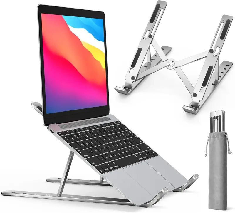 Laptop-Ständer, Laptop-Halterung, Computer-Tablet-Ständer, 6-fach verstellbar, ergonomisch, faltbar, tragbarer Desktop-Halter