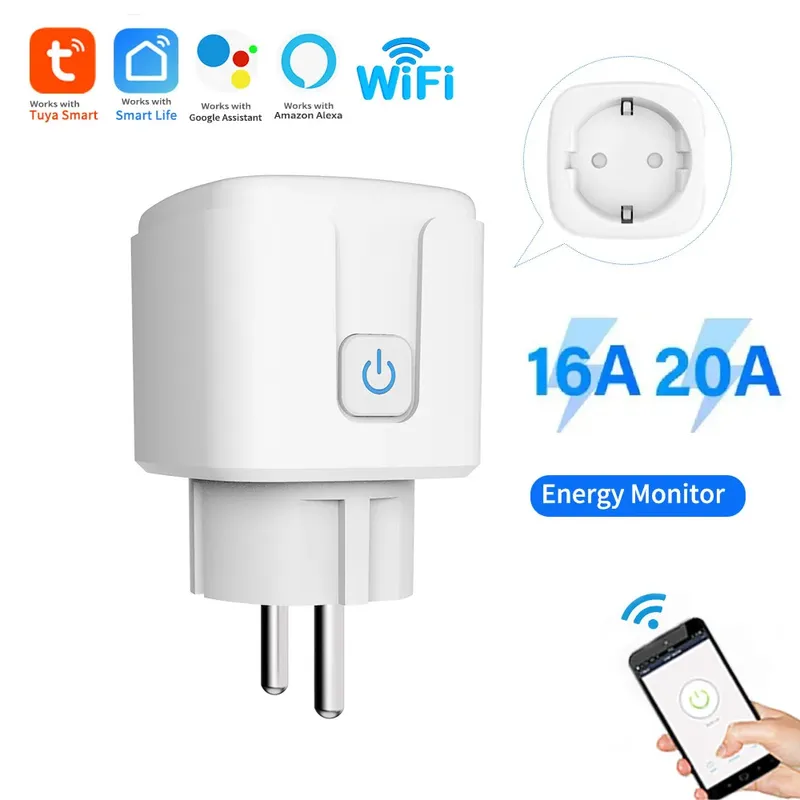 Tuya Smart Steckdose EU Stecker 16A/20A Mit Power Monitor Timing Sprachsteuerung Wifi Smart Plug Funktioniert mit Alexa Google Hause