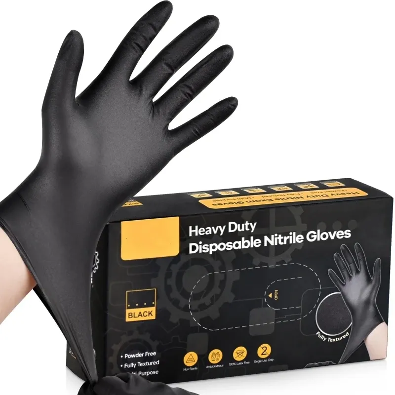 20/50/100 Stück schwarze Nitril-Handschuhe, Einweg-Latexfreie Haushaltshandschuhe für die Küchenreinigung, industrielle Schönheits-Tattoo-Handschuhe