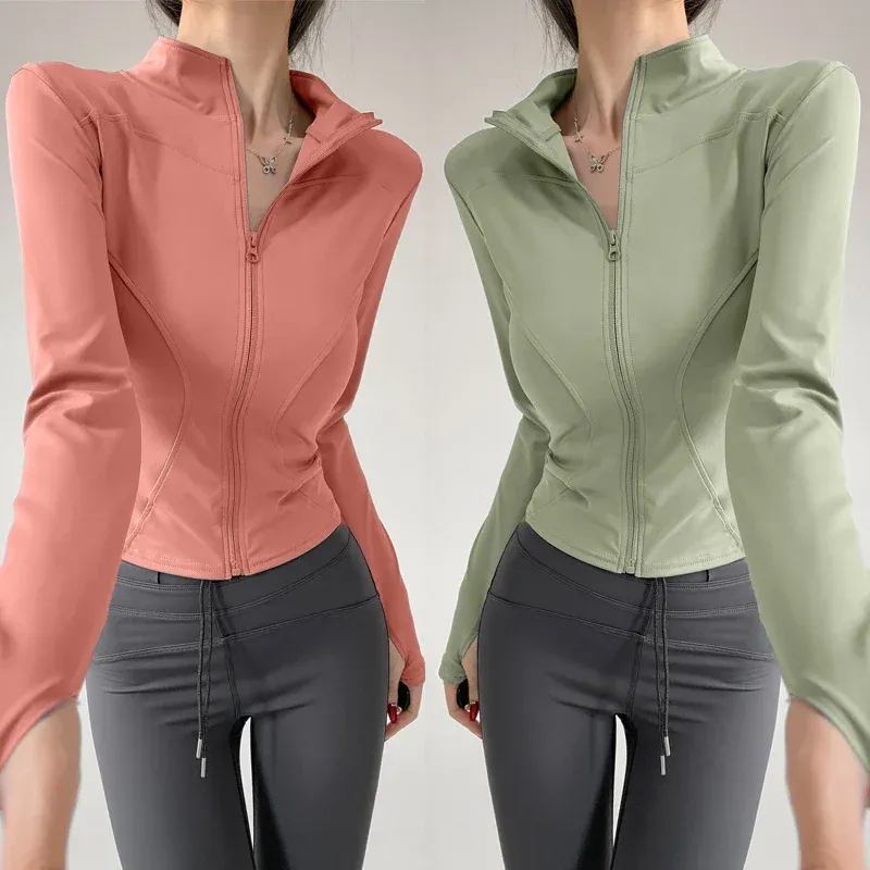 Sun Schnell trocknender Sportmantel Damen Enges Top Yoga Jacke Langarm Reißverschluss Jacke Laufen Fitness Damen Jacke S-3XL
