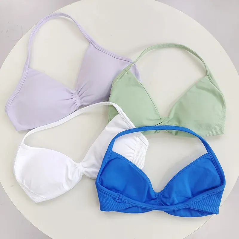 Hochstützender Sport-BH zum Schnüren für Damen – Leibchen mit dünnen Trägern, nahtlos, eng anliegend für Push-up-Training und Yoga, Gym-Top