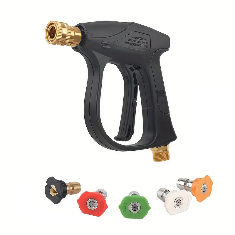 2175 PSI Hochdruckreiniger-Pistole, blau/schwarz, kurzer Griff – M22-14-Gewinde, optionale 1/4 Zoll Schnellverbindungsdüse zum Reinigen von Autos