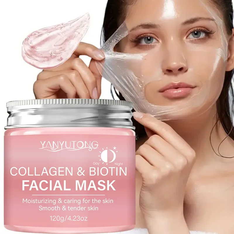 Kollagen-Peeling-Maske, Biotin Collagen Wrap Mask Tag und Nacht, tiefe Feuchtigkeit, Nachtpflege-Maskencreme.