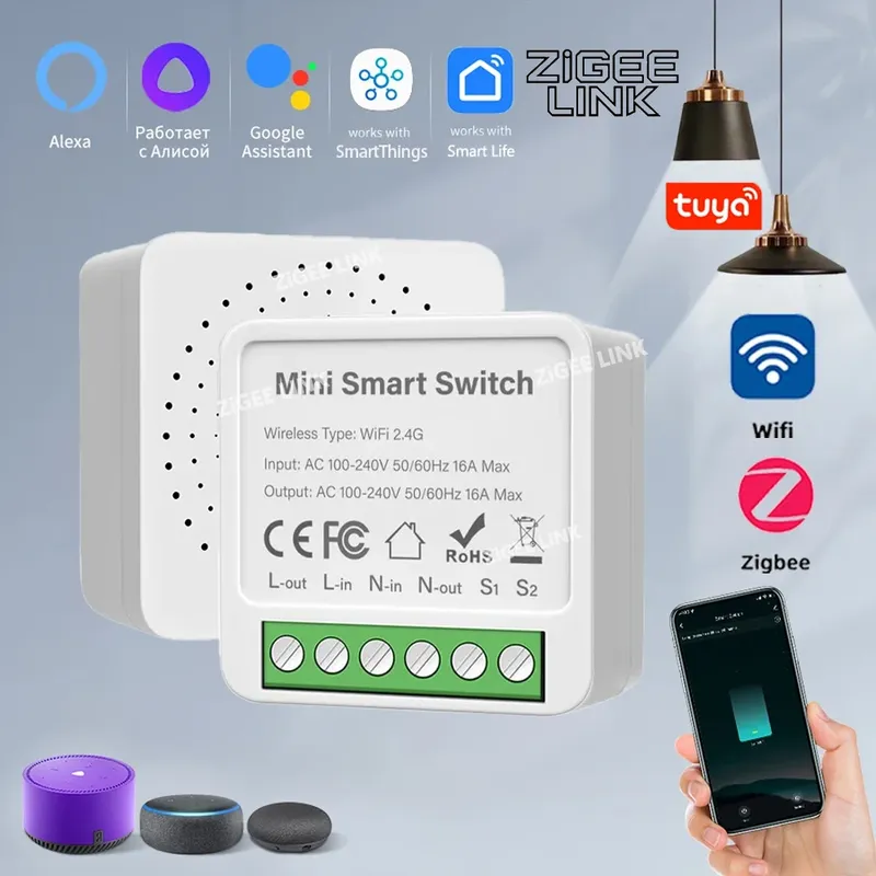 Tuya WiFi/Zigbee 3,0 Smart Switch Mini Breaker DIY Modul Remote Timer Drahtlose Licht Steuerung Arbeit mit Smart Leben Alexa Google