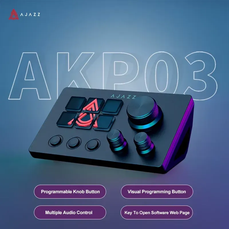 Ajazz AKP03E Desktop-Helfer, Schreibtischkonsole, Panel-Controller, programmierbares Makro, benutzerdefinierte Tasten-Minitastatur für mehrere Szenarien