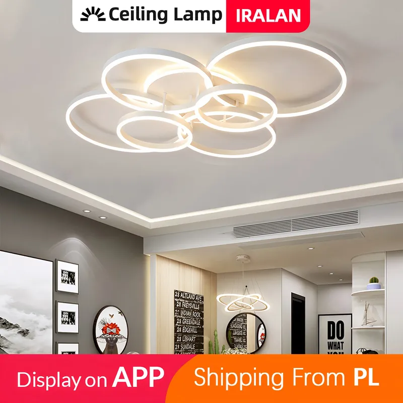Nordic Einfache LED Decke Kronleuchter Hause Beleuchtung Ring Acryl 3 Farben Dimmbare Leuchte Wohnzimmer Schlafzimmer Leuchte