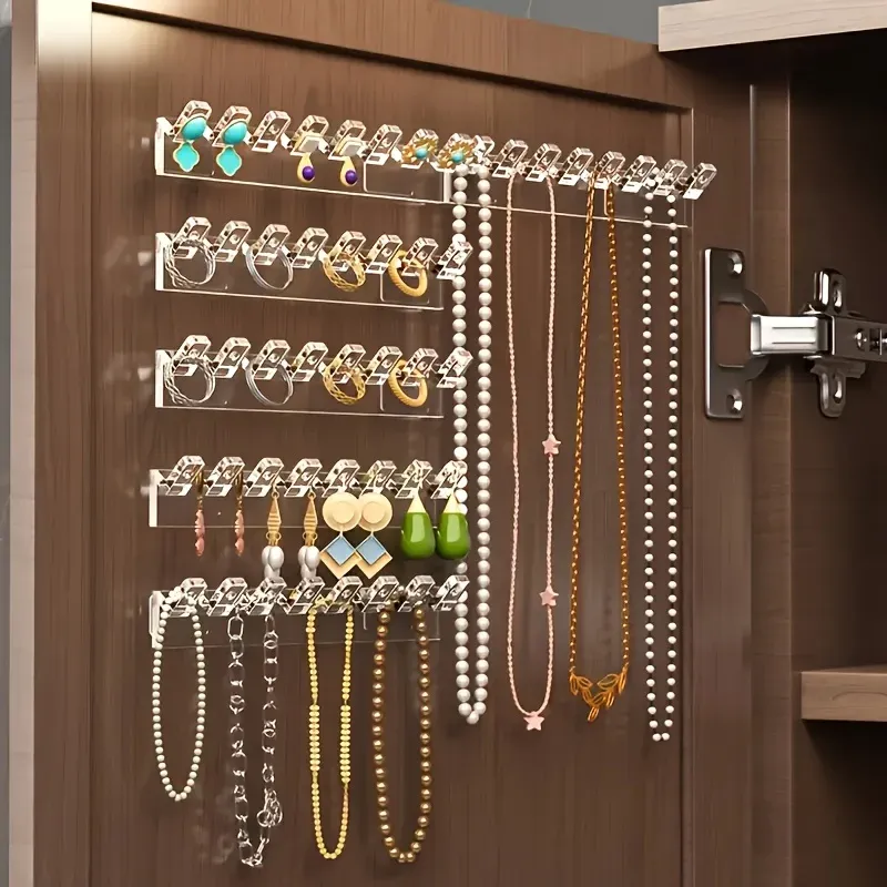 3/6 Stück selbstklebender Halsketten-Organizer, platzsparender multifunktionaler Schmuck-Organizer, Halskettenhalter zur Wandmontage