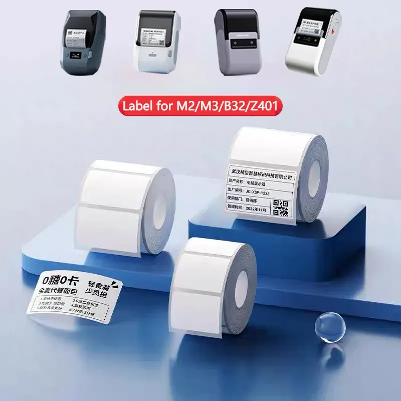Niimbot M2/M3/B32/Z401 Weißes Etikettenpapier Selbstklebender wasserdichter Aufkleber für den Thermotransferdruck für Niimbot M2/M3-Drucker