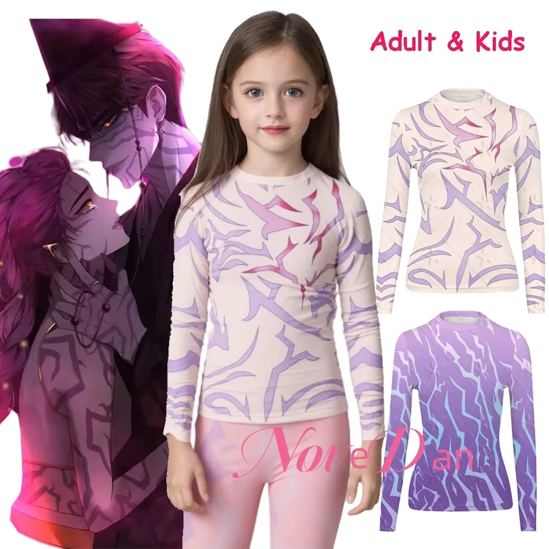 KPDH KDPop Rumi Jinu Cosplay Kostüm Teufel Tattoo Bedrucktes Hemd Unterwäsche Verkleidung Halloween Kleidung für Kinder Mädchen