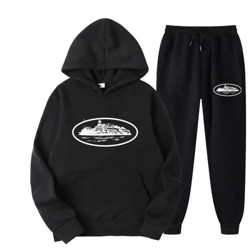 SCHÖNE Lose Unisex Fleece-gefüttert Gedruckt Sweatshirt Hoodie Set Teufel Gefangene Muster Neue Weibliche Casual Bequeme T