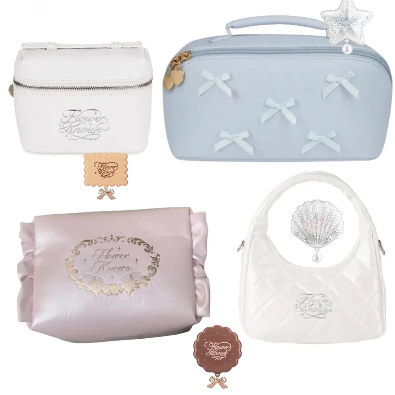 Flower Knows rosa Kosmetiktasche in limitierter Auflage, große Kapazität, Plüsch-Toilettenartikel-Aufbewahrungshandtasche
