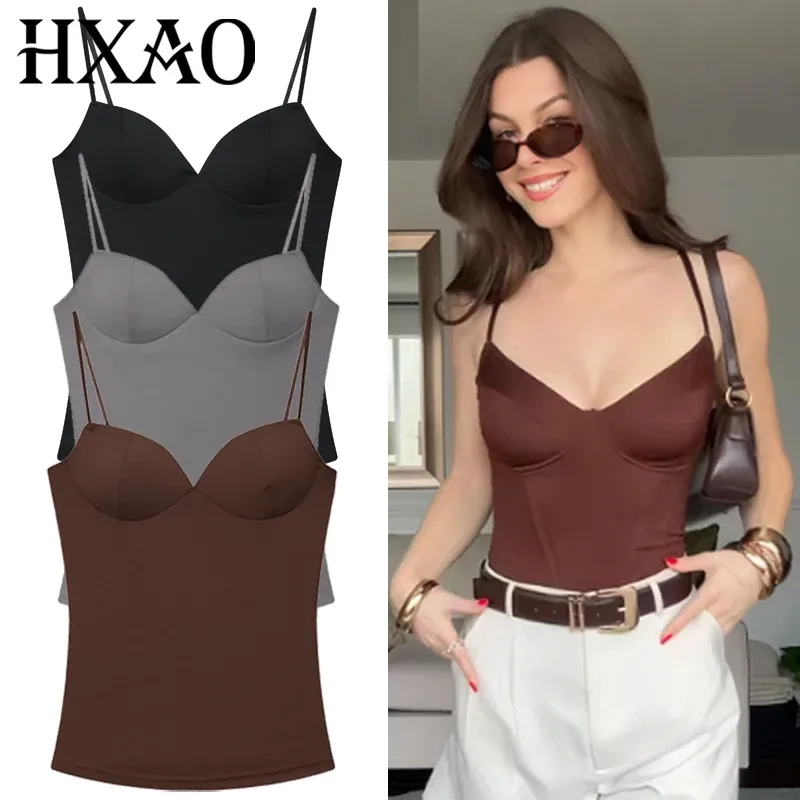 HXAO Burgunderrotes Slip-Top für Damen, Sommer, sexy Korsett, Tanktops und Camis, modisches, ärmelloses, rückenfreies BH-Top, schickes, elegantes Bustier-Unterhemd