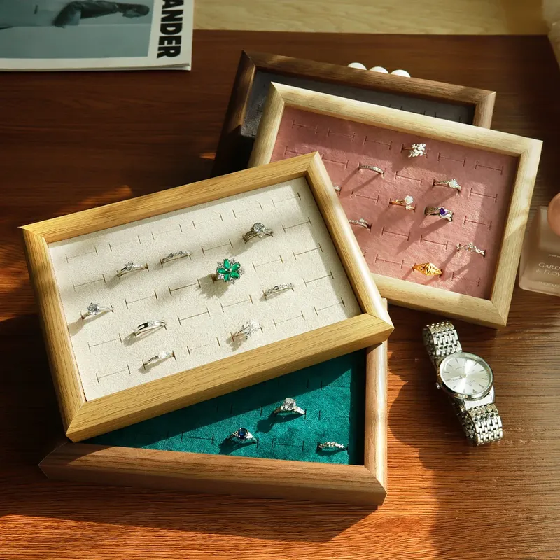 Schmucktabletts aus Samt, 30-Slot-Ringe, Display-Tablett, großes Fassungsvermögen, Fingerring, Ohrstecker, Manschettenknopf, Aufbewahrungsregal, Organizer