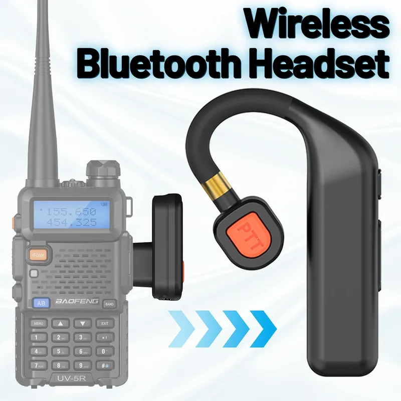 ABBREE Walkie Talkie Drahtloser Bluetooth-Kopfhörer Freisprech-Ohrhörer Ersatz für Baofeng UV-5RH UV-32 DM-32 UV-5R MINI UV-21