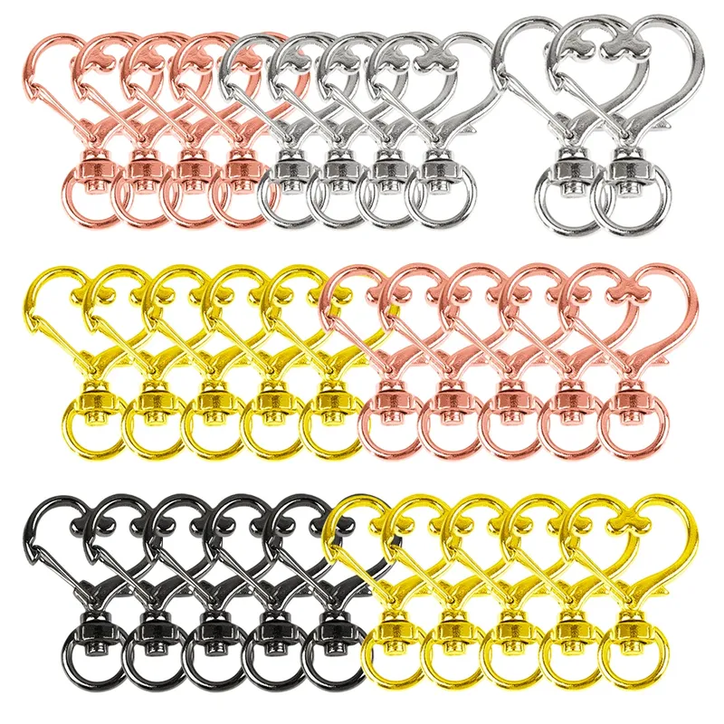 5/10/15/25/40/60 Stück herzförmige drehbare Karabinerhaken Metallfeder Snap Schlüsselanhänger Herz Clips Trigger für Lanyard Schmuck Charms