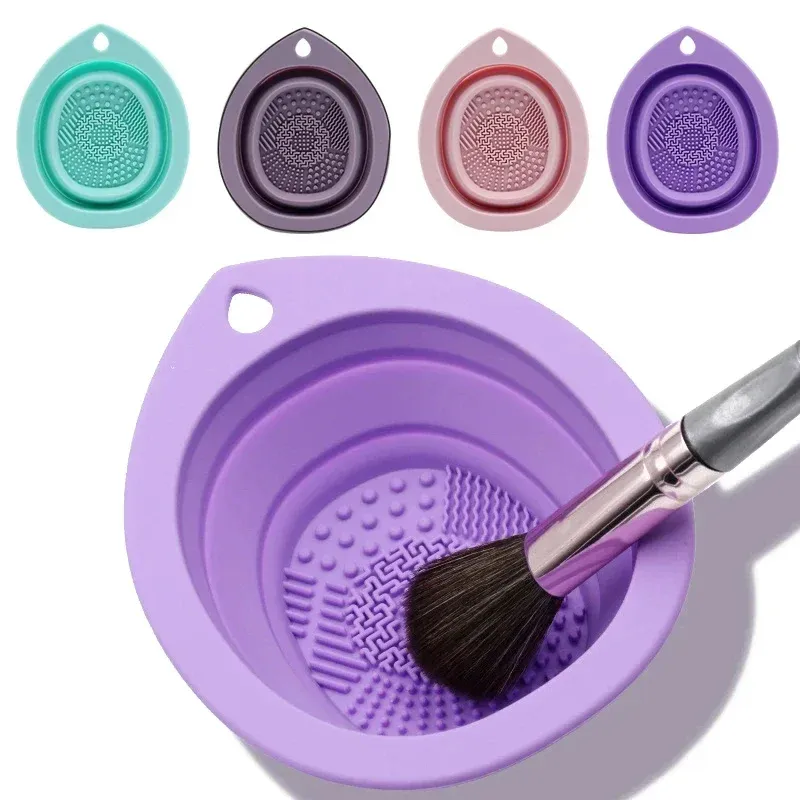Silikon Make-Up Pinsel Reiniger Falten Puderquaste Reinigung Schüssel Lidschatten Pinsel Waschen Weiche Matte Schönheit Werkzeuge Wäscher Box