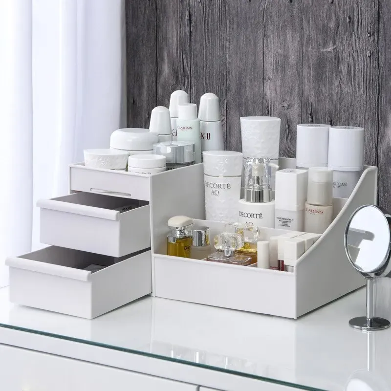 Neue Hautpflege Schminktisch Schlafsaal Finishing Kunststoff Regal Schublade Make-Up Lagerung Box Kosmetik Desktop Schreibwaren Box
