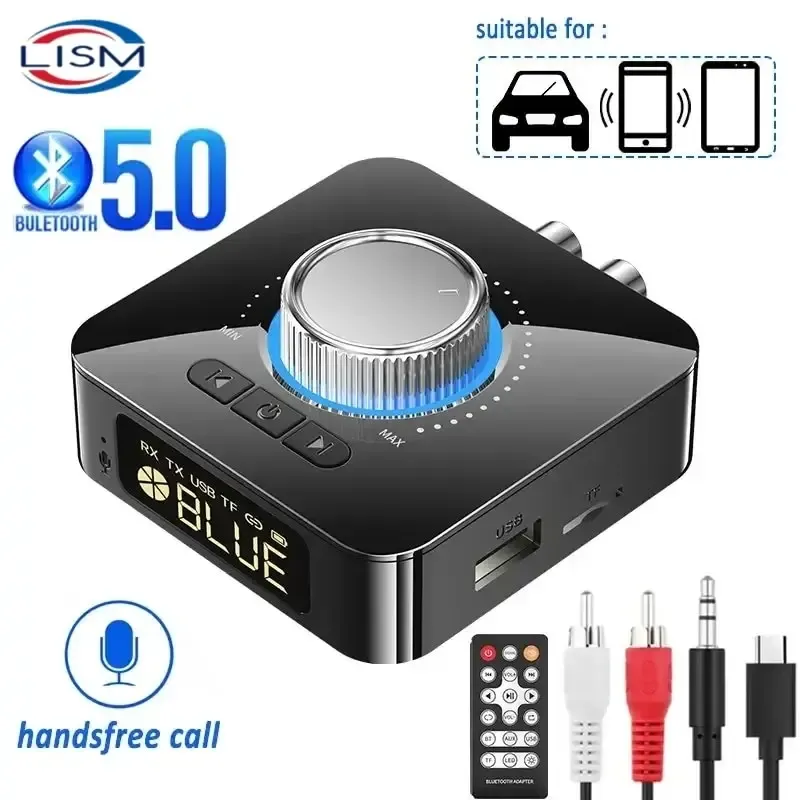 Bluetooth Empfänger Sender LED BT 5.0 Stereo AUX 3,5 mm Klinke RCA Freisprechanruf TF U-Disk TV Car Kit Wireless Audio Adapter
