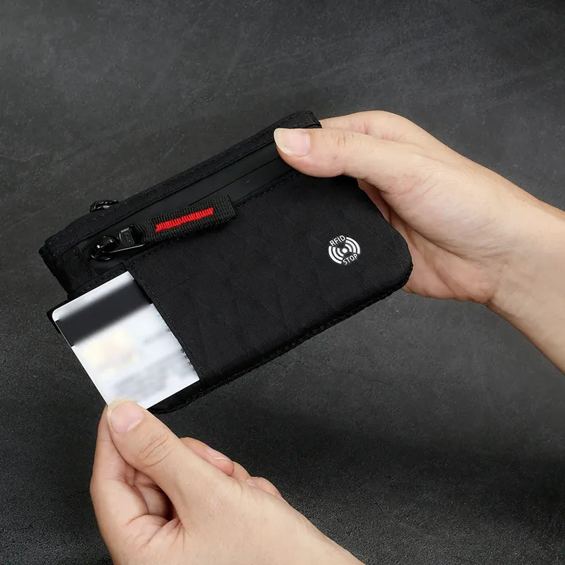 Luxus Rfid Kreditkarteninhaber Anti-Diebstahl Slim Key Card Case mit Karabiner Nylon Geldbörse Herren Geldbörse