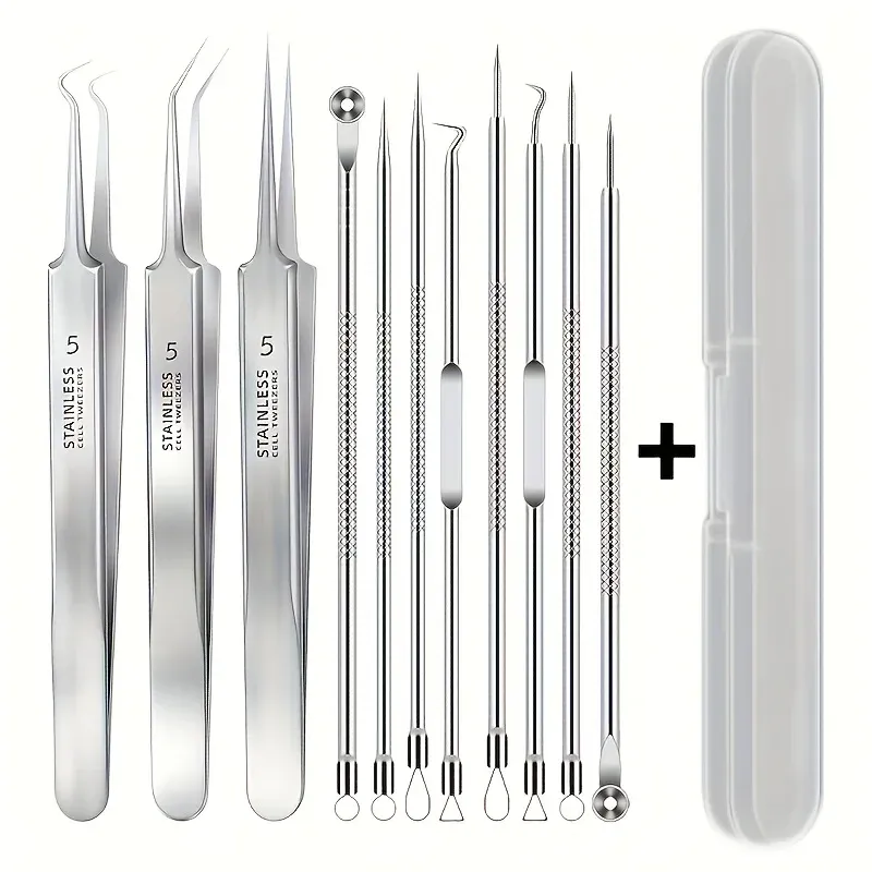 8Pcs Ultra-feine Pinzette Akne Pickel Mitesser Entferner Clip Schwarze Punkte Mitesser Extractor Akne Nadel Gesichts Reiniger haut