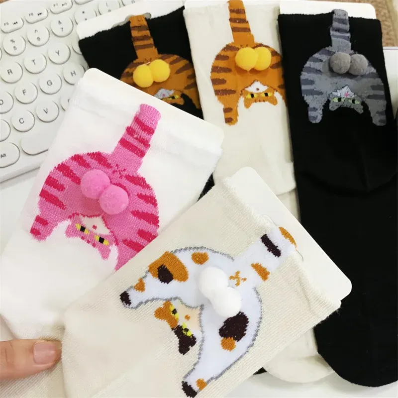 Paar Katzenei-Socken, 3D, lustig, mittlere Röhre, Winter, warm, passende Kleidung für Liebhaber, Halloween, Weihnachten, Geschenk, gemütlicher Neuheitsstil