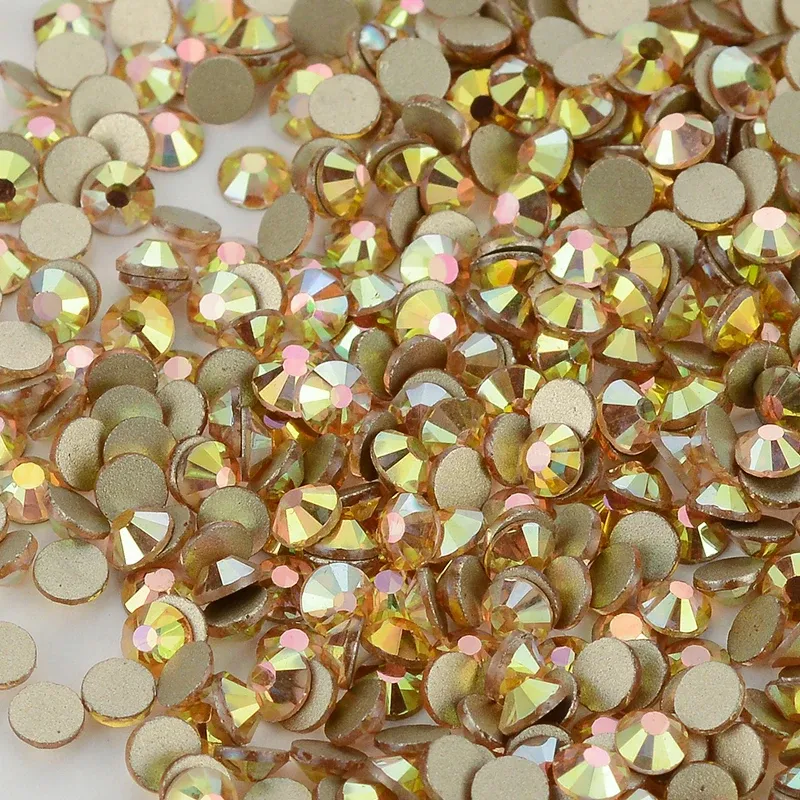 SS3-SS60 Metall Sonnenlicht Nicht Hotfix Golden Bottom Kristall Glitter Glas Strasssteine Für Abendkleid Handwerk Schuhe Deco Teile